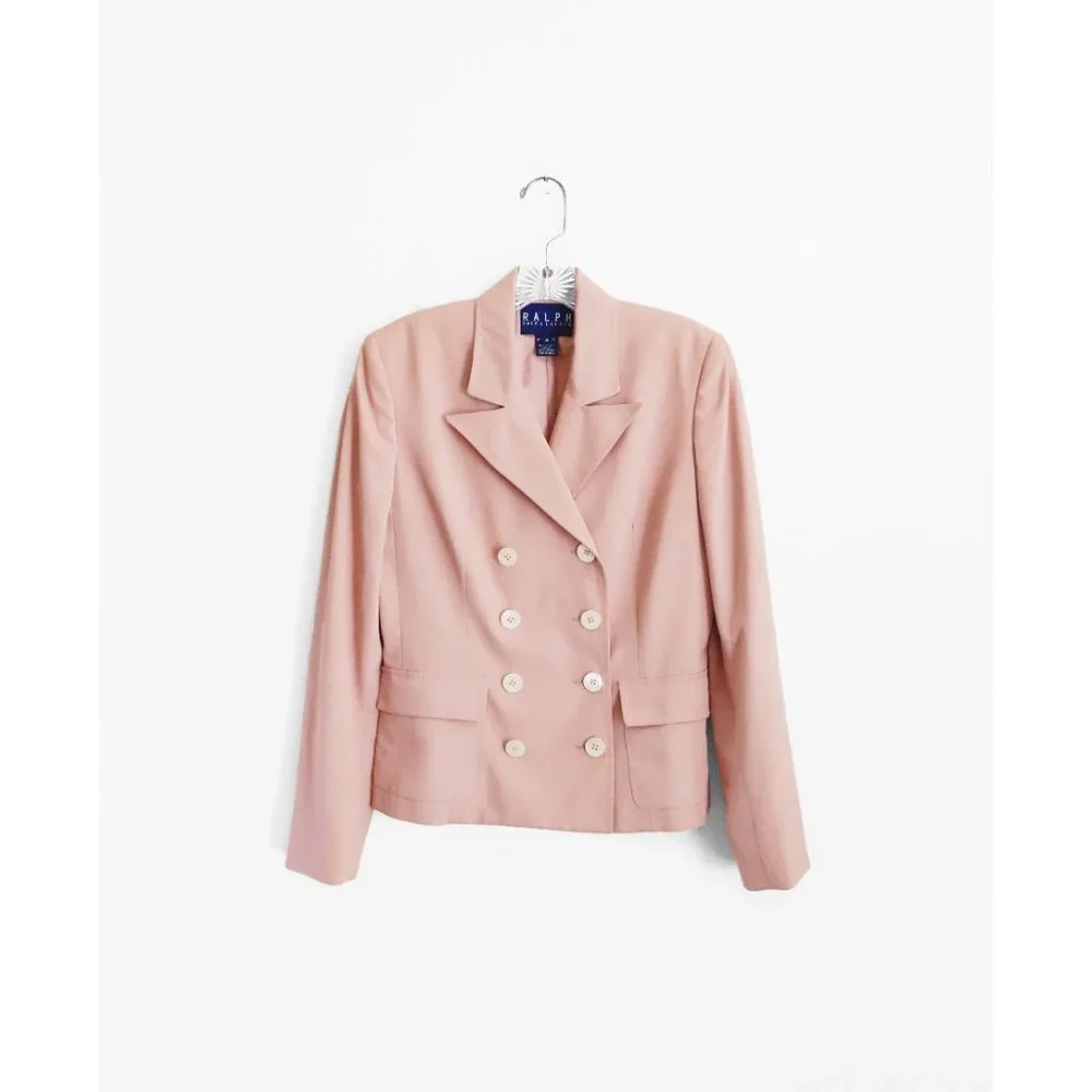 Vintage 90s Ralph Ralph Lauren Light Salmon Pink Shorts Suit 4/6 fit 2 - Picture 2 of 8